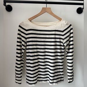 Ann Taylor LOFT Striped Top w/ Bracelet-length Sleeve